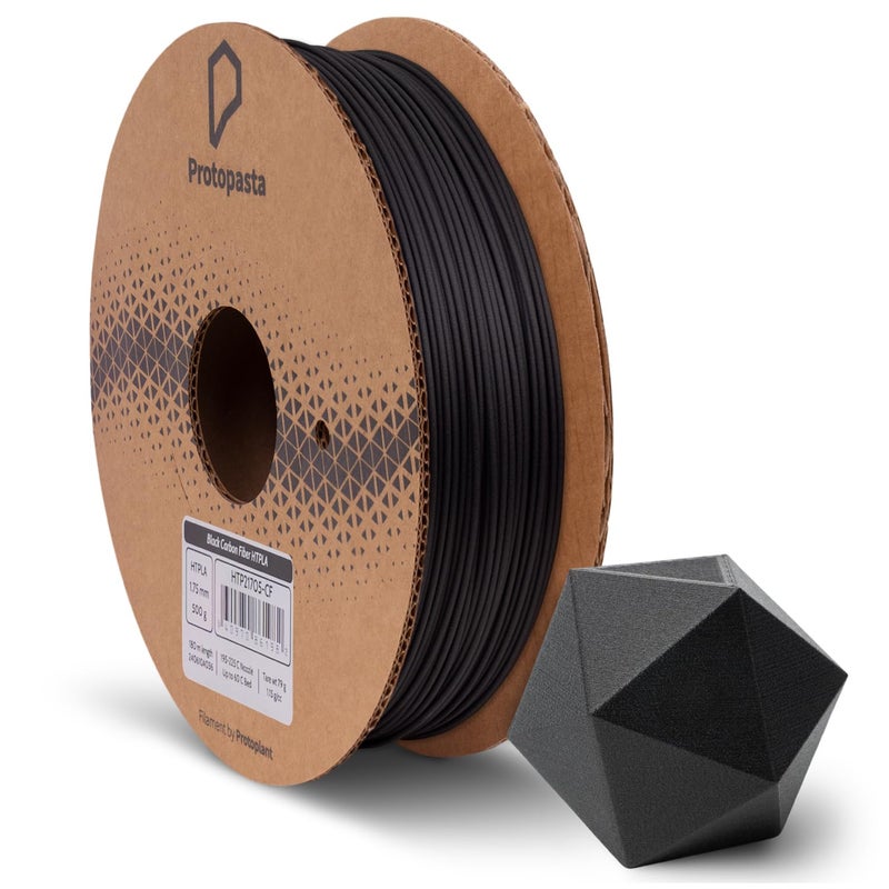 Proto-Pasta Protopasta 3D Printer Filament, PLA Filament 1.75mm, Black Carbon Fiber HT PLA Composite, 500g Spool - Image 1